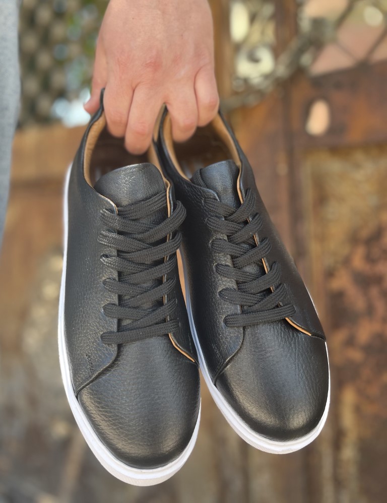 Ανδρικά μαύρα δερμάτινα casual Sneakers HG175542 φωτογραφία